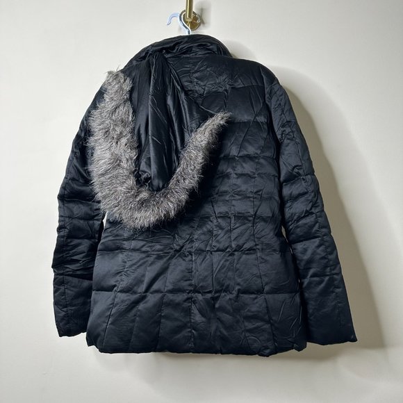 Calvin Klein Black Faux Fur Hooded Puffer Jacket XS - Picture 6 of 9